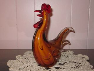 Rooster/chicken Hand - Blown Art Glass Multi - Colored Figurine Paperweight