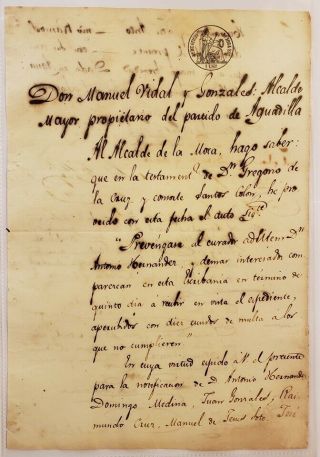 Antique Spanish Colonial Document / Moca / Aguadilla Puerto Rico / 1865 2