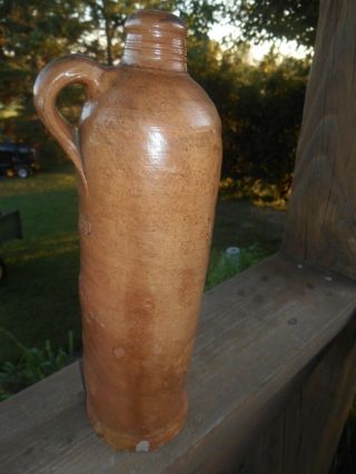 Antique 11 1/2 " Primitive 1800 " S No.  20 Stoneware German Beer Bottle Stamped