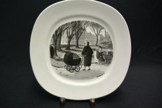 Chas Addams Family 8 " Atlas China Collector Plate: Nanny And Baby Carriage Cage