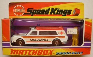 Speedking Matchbox K49 Ambulance,  White Body,  Red Roof,  Red Cross Label