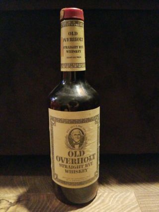Vintage Old Overholt Straight Rye Whiskey Empty Collectible Liquor Bottle