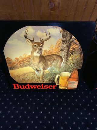 Vintage 1985 Budweiser Beer Lighted Deer Hunting Sign Anheuser Busch Buck Stag
