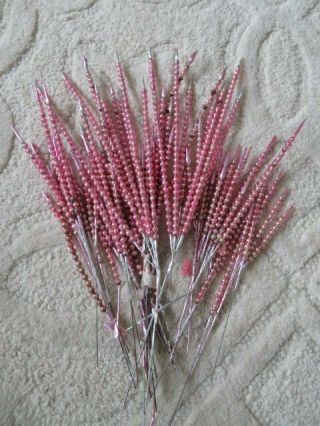 80 Omg Old Vintage Christmas Pink Mercury Glass Beaded Floral Pick Spike Sprigs