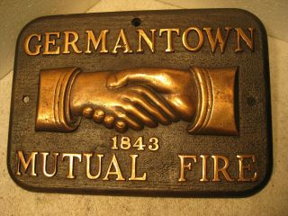 Vintage Metal Germantown Mutual Fire Insurance Co.  Plague