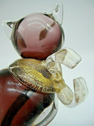 Vintage 1960 ' s Murano Alfredo Barbini sommerso gold aventurine glass Siamese cat 2