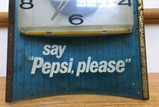 Vintage Say Pepsi Please Light Up Wall Clock 3