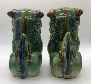 Matched Green/Blue/Brown Ceramic Glazed Foo Dogs - - 7 