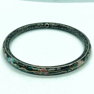 Antique 1880’s Chinese Cloisonné Bracelet Brass Enamel Jewelry Asian Old Black