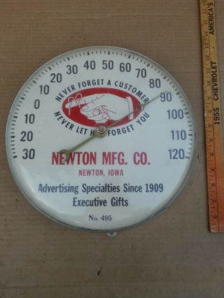 Vintage Round Clock Style Advertising Thermometer Newton Mfg Co Newton Iowa