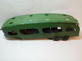 Vintage Marx Pressed Steel Deluxe Auto Transport Car Carrier Trailer Made Usa