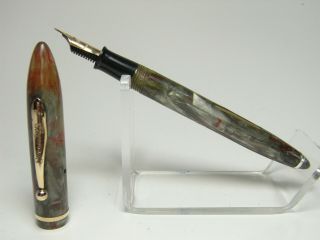 Vintage Sheaffer 3 - 25 Marbled Fountain Pen 14ct F Nib Freshly Serviced
