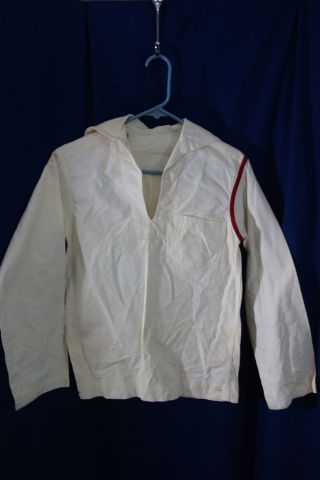 Wwii Us Navy White Shirt W/1 Red Stripe - Marked " Reilly,  D.  A.  " - Small -