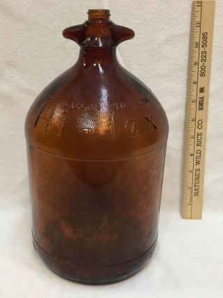 Hi - Lex Hilex Bottle Jug Gallon Amber Brown Glass Vintage Duraglas 11 3/4 "