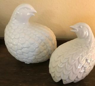 Vintage White Partridge Quail Birds Pair Holiday Decor Ceramic Porcelain Japan