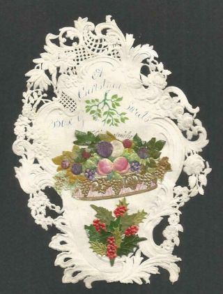 Y62 - Victorian Paper Lace Christmas Card - Dobbs & Kidd - Hand Decorated