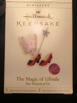 Hallmark 2006 The Magic Of Glinda Wizard Of Oz Set Of 3 Miniature Ornaments