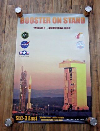 Vtg Lockheed Martin Atlas Ii Thor Booster On A Stand Slc - 3 East Launch Poster