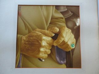 Vintage Chinese Painting Hands Of Age Time By Wing Tse China Born American Jade