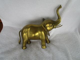 Vintage,  Large Solid Brass Elephant Statue Large Trunk Up Good Luck Figurine
