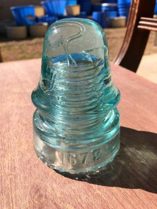 1678 No Name Glass Insulator Cd 162.  4 Ice Aqua [050]