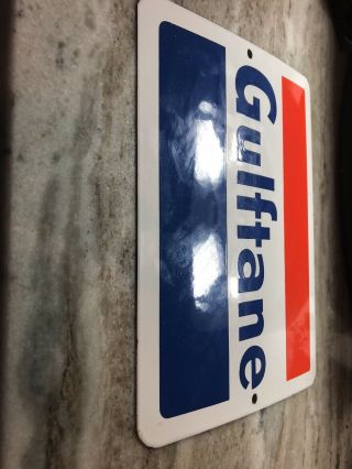 Vintage Gulf Oil Porcelain Gas Pump Plate Sign Gulftane 2