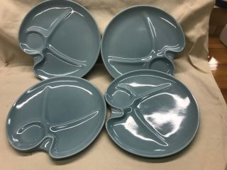 Vintage Mid Century Russel Wright Iroquois Blue Party Plates Set Of 4