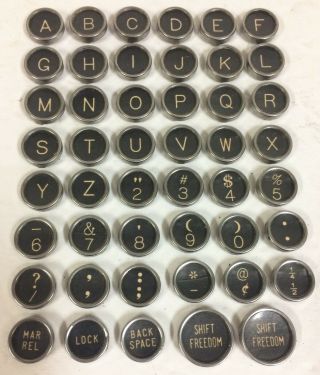47 Vintage Royal Glass Typewriter Keys Flat Backs Jewelry Crafts Steampunk