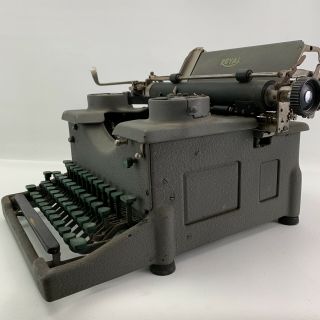 Royal Model 10 Typewriter w/Double Glass Sides Military Green 1920 3