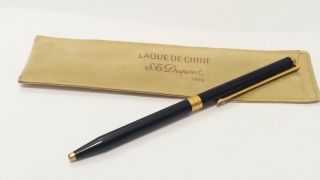 St Dupont Black Laque De Chine Ballpoint Pen Gold Plated Trim Needs Ink