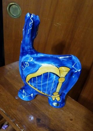 Turov Hand Painted Ceramic Horse Signed 1999 Colorful Musical Harp violin design 2