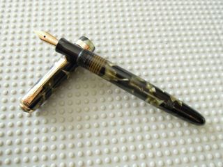 Vintage Black And Grey/green Marbled Osmia 882 Fountain Pen