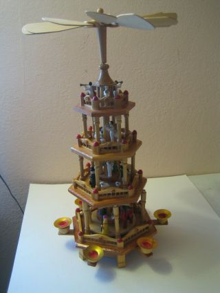 Christmas Nativity Windmill Carousel German Pyramid 4 Tier Angels 22 "