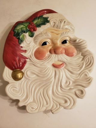 Fitz And Floyd Christmas Santa Face Candy Canape Plate Holiday Wall Home Decor