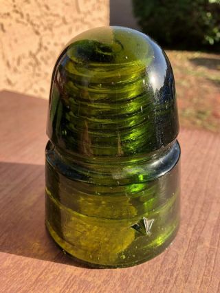 Deep Olive Green Glass Insulator Star