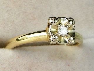 14k Yellow Gold Diamond -.  06 tcw Solitaire Band Fine Engagement Ring - Size 5.  5 2
