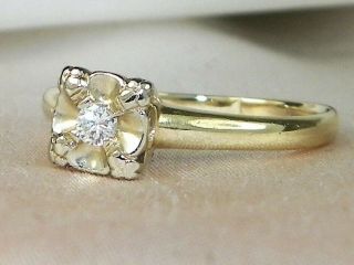 14k Yellow Gold Diamond -.  06 tcw Solitaire Band Fine Engagement Ring - Size 5.  5 3