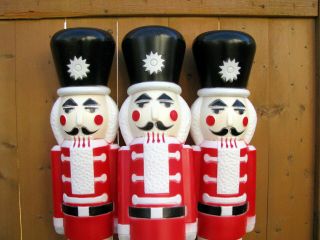 3 Blow Mold Red Nutcrackers 30 " Hard Plastic 1990 Union Prod Lighted Christmas