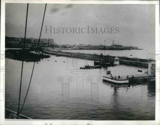 1942 Press Photo Aerial View Of Us Landing Forces At Algiers Harbor