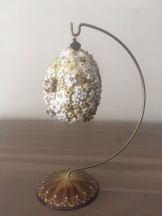 Jay Strongwater Blossom Egg Easter Christmas Ornament Swarovski Crystals Stand