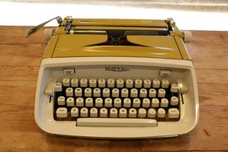 Vintage Yellow 60s Royal Custom Safari Portable Typewriter