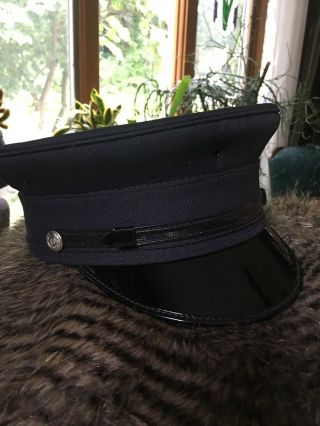 Vintage Fd Fireman Navy Blue Dress Hat Size 7 1/4 Uniform Nos Usa Union Made
