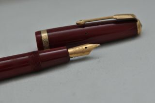 Lovely Vintage Parker Duofold Demi Fountain Pen Red With Gold Trim 14ct Flex Nib