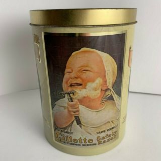 Gillette Cheinco Shaving Baby Safety Razor Tin Can Vintage Retro Collectible