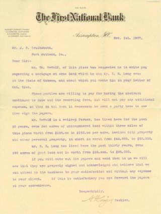 1907 Assumption Illinois The First National Bank Letterhead