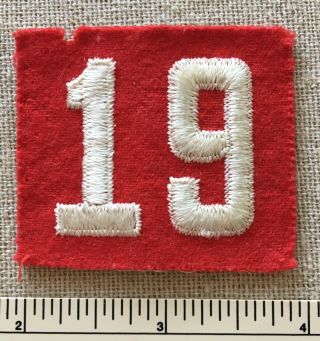 Vintage 1940s Boy Scout Troop Number 19 Uniform Badge Felt Patch Red White Rws