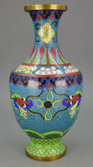 Fine Antique Chinese Cloisonne Enamel Dragon Vase