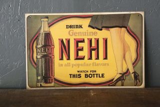 Vintage Drink Nehi Soda Pop Bottle Cola Paper Cardboard Sign Counter Display