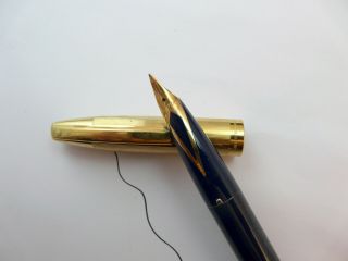 Vintage Sheaffer Imperial Viii Blue Gold Fill Cap 14k Inlaid Nib Fountain Pen