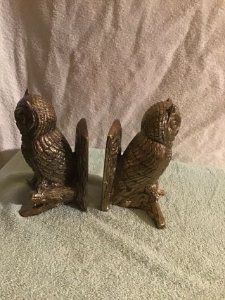 Vintage Solid Brass Owl Bookends 7inches Tall.  Very Heavy